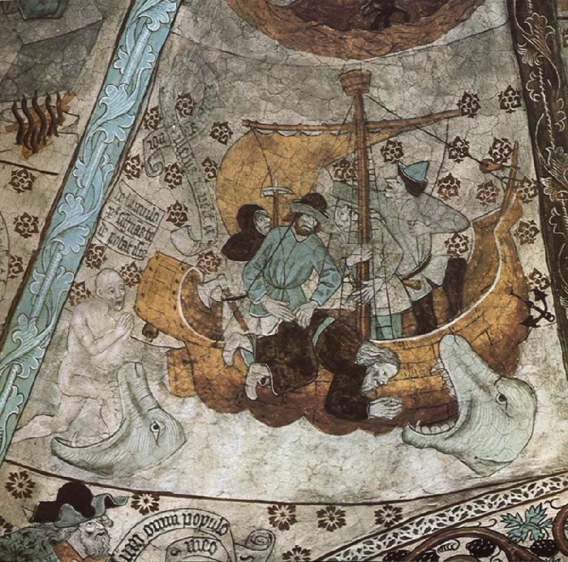Albertus Pictor the prophet Jona is thrown over tables France oil painting art